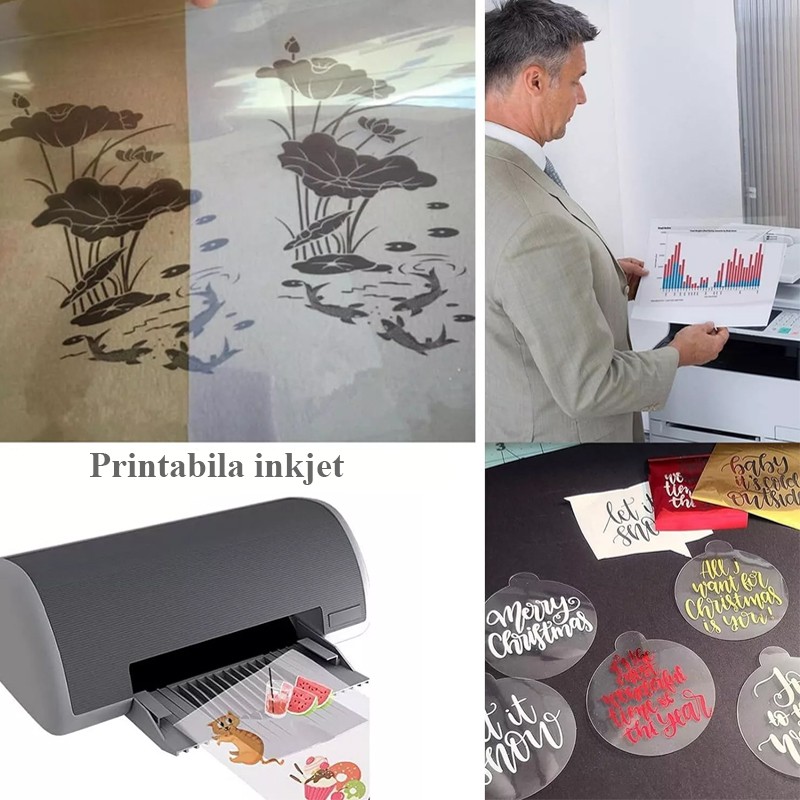 Folie transparenta printabila inkjet, format A4, top 50 coli - imagine 12